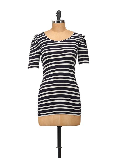 navy & white striped long top - 55376 - Very Small Image - 1