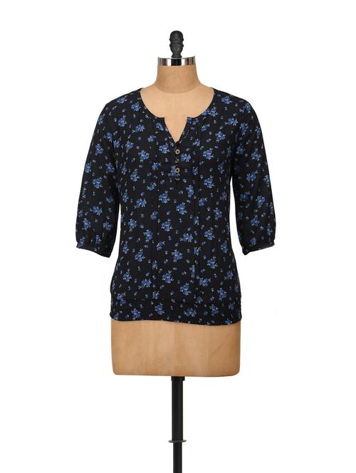 black & blue floral top - 55377 - Very Small Image - 1
