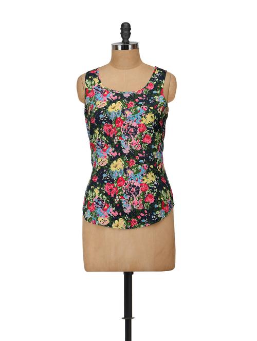 black flower print top - 55383 - Very Small Image - 1