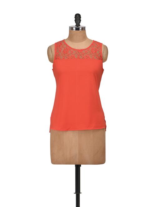 orange top with sheer yoke - 55412 - Very Small Image - 1