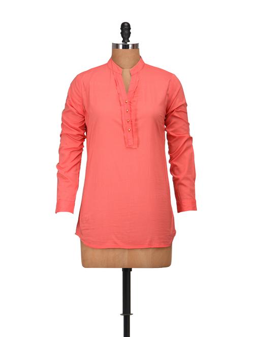 elegant peach full sleeves top - 55422 - Very Small Image - 1