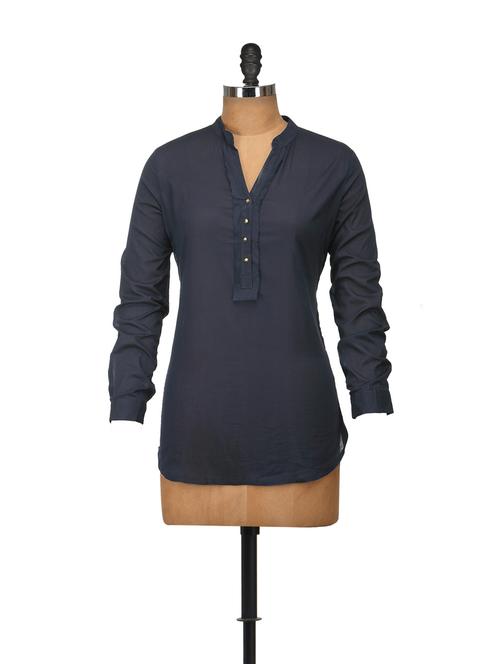 elegant navy full sleeves top - 55423 - Very Small Image - 1