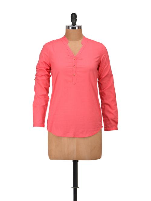 elegant pink full sleeves top - 55430 - Very Small Image - 1