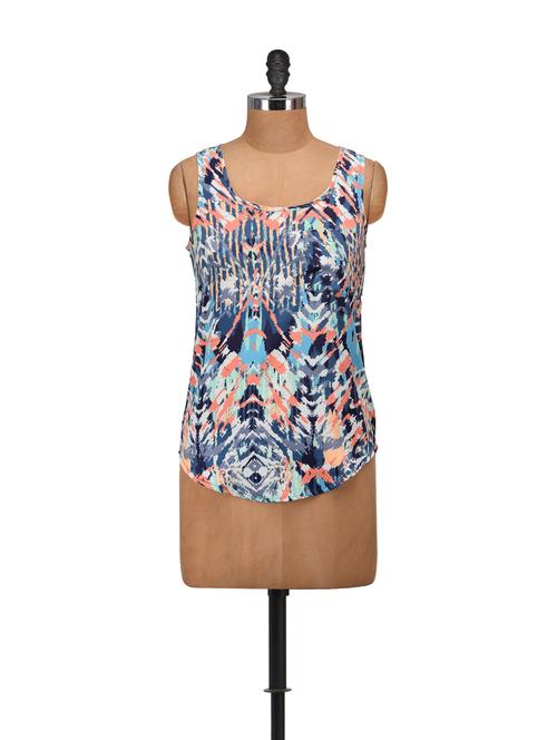 blue printed sleeveless top - 55435 - Very Small Image - 1