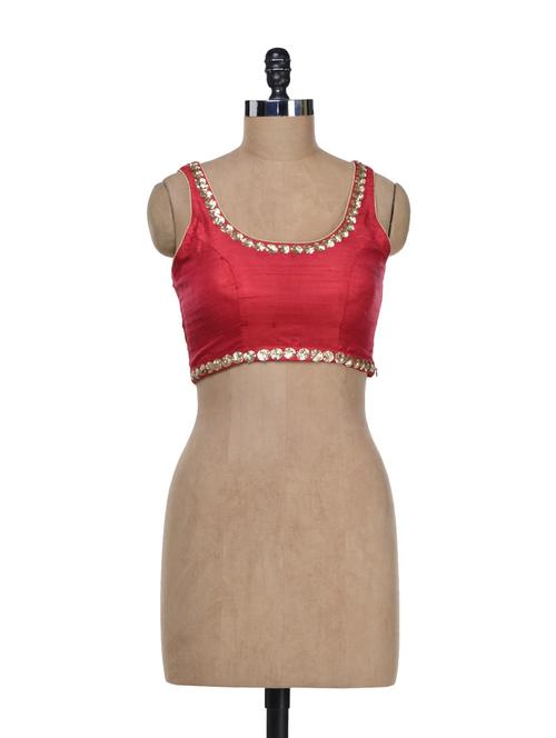 crimson red sequined silk blouse - 56029 - Very Small Image - 1