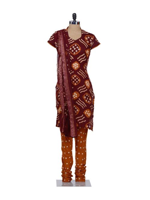 designer bandhej suit piece - 56512 - Very Small Image - 1