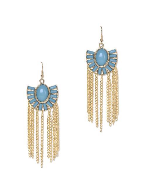 Turquoise Tassel Earrings - 56938 - Very Small Image - 1