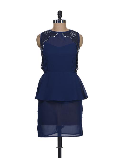 navy blue peplum dress - 60847 - Very Small Image - 1