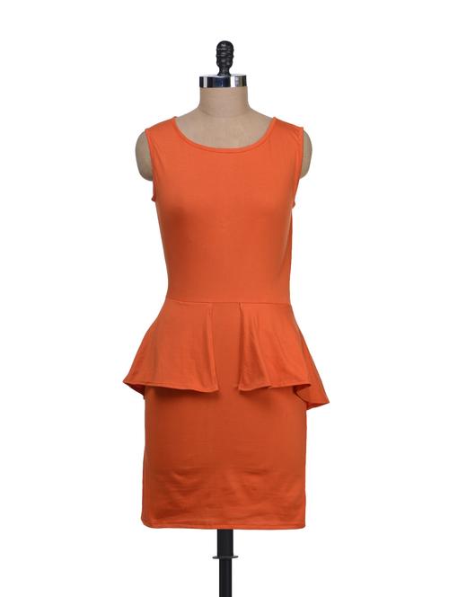 stretch orange peplum dress - 60855 - Very Small Image - 1