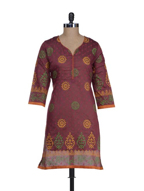 ethnic wine chanderi kurta - 60919 - Very Small Image - 1