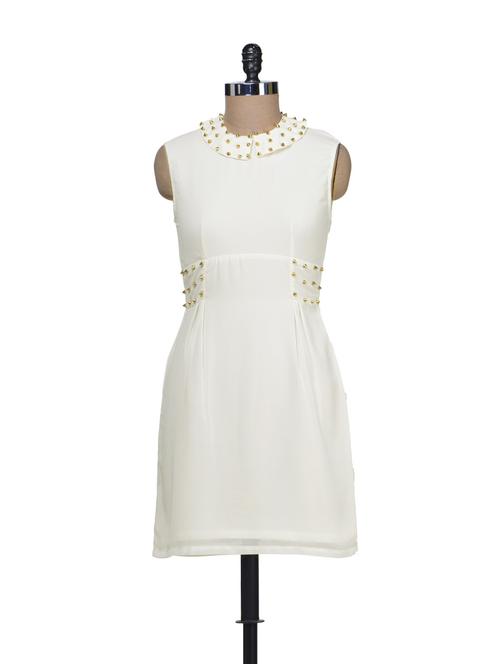 chic white studded dress - 61589 - Very Small Image - 1