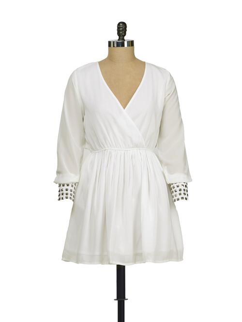elegant white studded party dress - 61590 - Very Small Image - 1