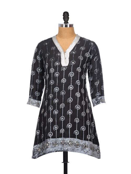 black high-low kurti - 62697 - Very Small Image - 1