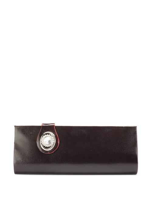 Dark Brown Brooch Clutch - 62955 - Very Small Image - 1