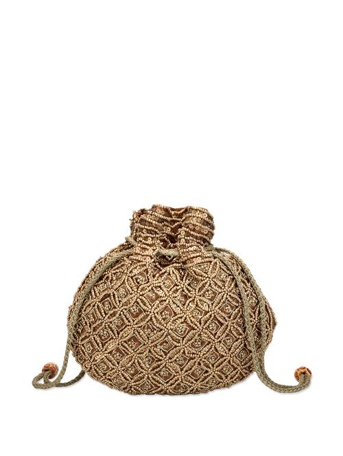 Sequined Golden Potli Bag - 62957 - Very Small Image - 1
