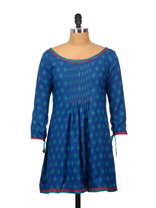 jaipur print indigo kurti - 63633 - Very Small Image - 1