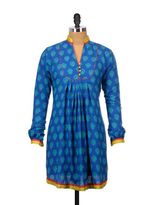 indigo ethnic print kurti - 63649 - Very Small Image - 1