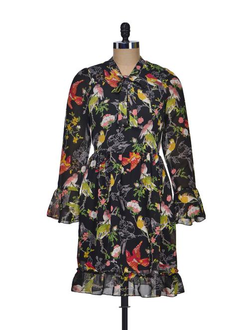 colourful bird print dress - 64810 - Very Small Image - 1