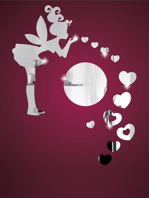 blowing kisses 3d mirror sticker - 67282 - Very Small Image - 1