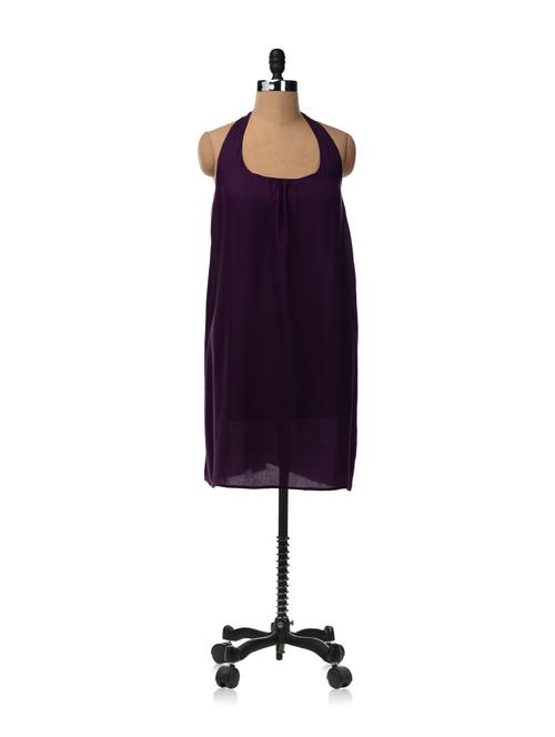 halter neck trapeze dress - 6817 - Very Small Image - 1
