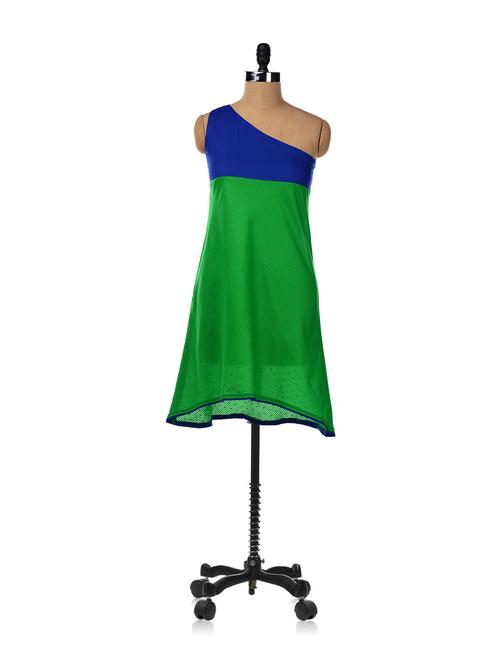 one shoulder trapeze dress - 6826 - Very Small Image - 1
