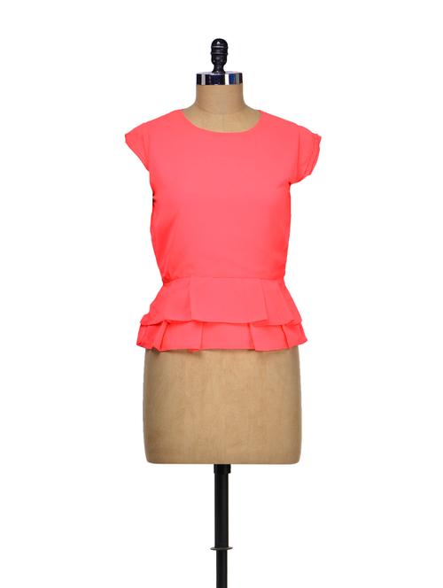 coral peplum top - 68357 - Very Small Image - 1