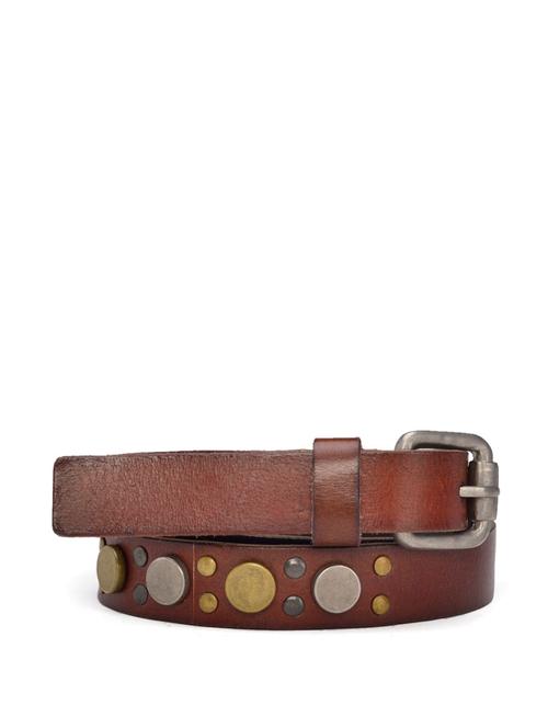 studded brown leather belt - 69156 - Very Small Image - 1
