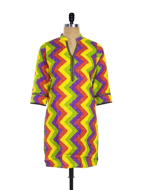 yellow cotton straight kurta - 71353 - Very Small Image - 1