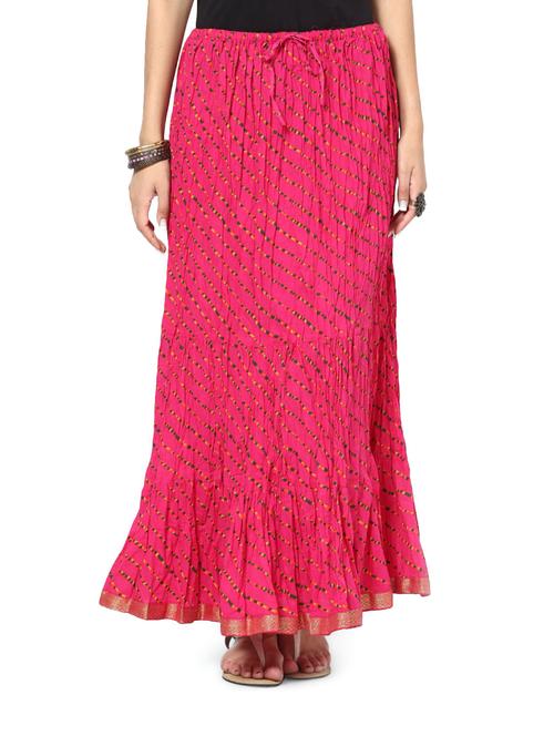 fuchsia flared lehariya skirt - 72278 - Very Small Image - 1