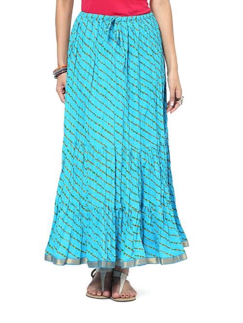 turquoise lehariya skirt - 72280 - Very Small Image - 1