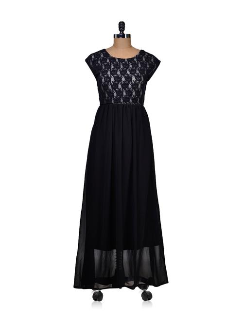 trendy long black dress - 72425 - Very Small Image - 1