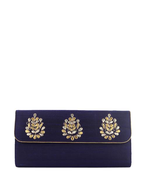 blue clutch with gota-patti work - 72796 - Very Small Image - 1
