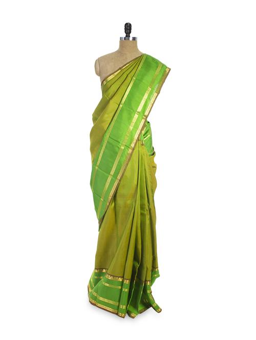 beautiful green saree - 74130 - Very Small Image - 1