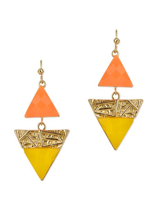 orange yellow triangle gemstone drop earrings - 77318 - Very Small Image - 1