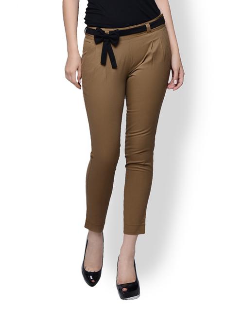 deep khaki trousers with bow belt - 77375 - Very Small Image - 1