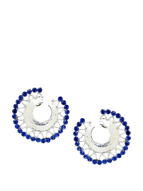 silver and blue handcrafted earrings - 7881 - Very Small Image - 1