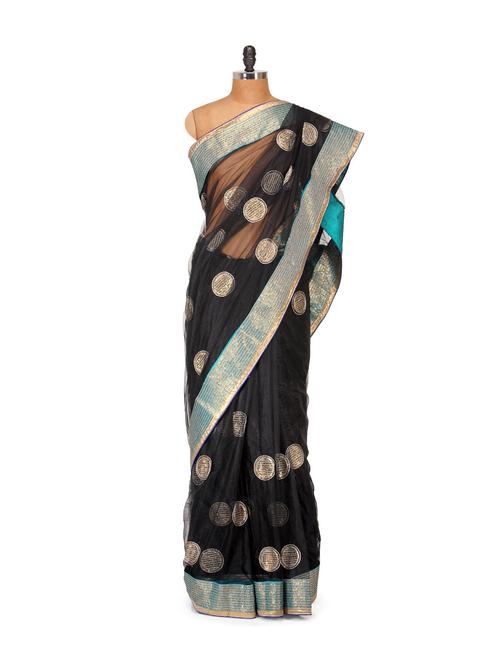 classic black net saree - 79454 - Very Small Image - 1