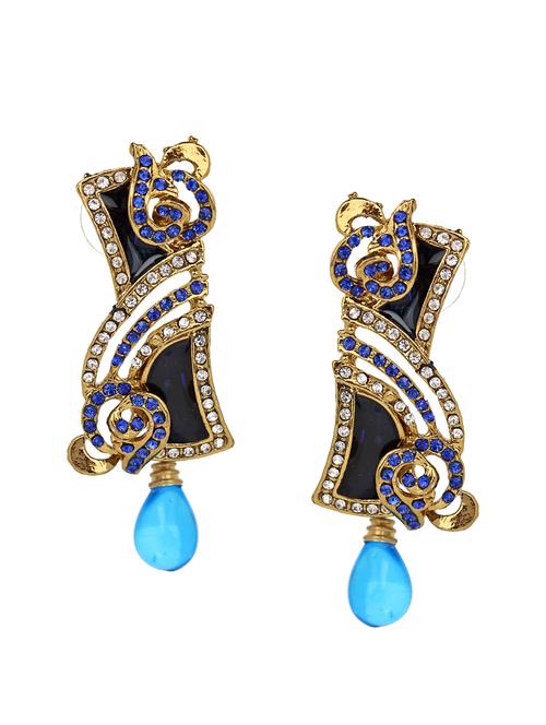 dazzling gold and blue earrings - 7957 - Very Small Image - 1