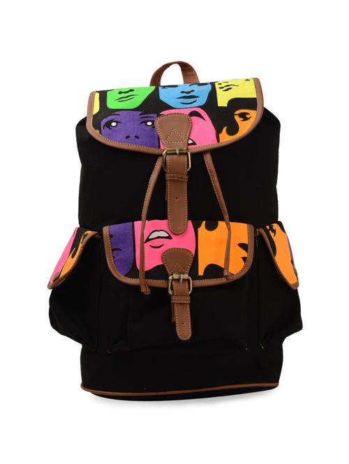 black face print canvas backpack - 83558 - Very Small Image - 1