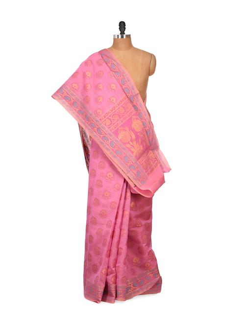 pink zari work saree - 848243 - Very Small Image - 1