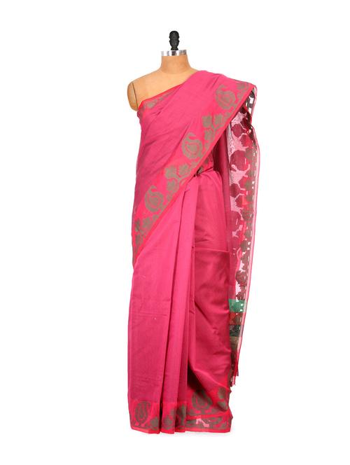 magenta and green saree - 848284 - Very Small Image - 1
