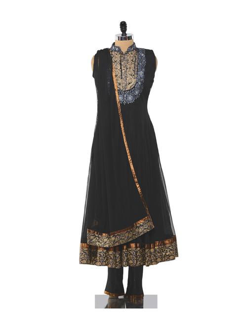 black net stitched anarkali suit - 848395 - Very Small Image - 1