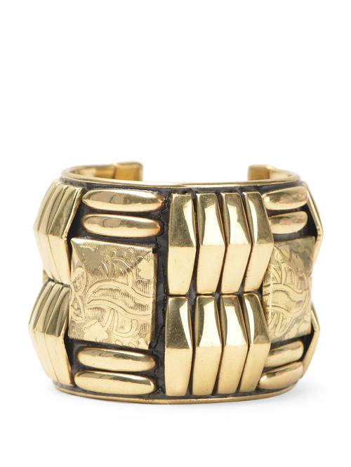 aztec-inspired geometrically carved gold cuff - 851070 - Very Small Image - 1