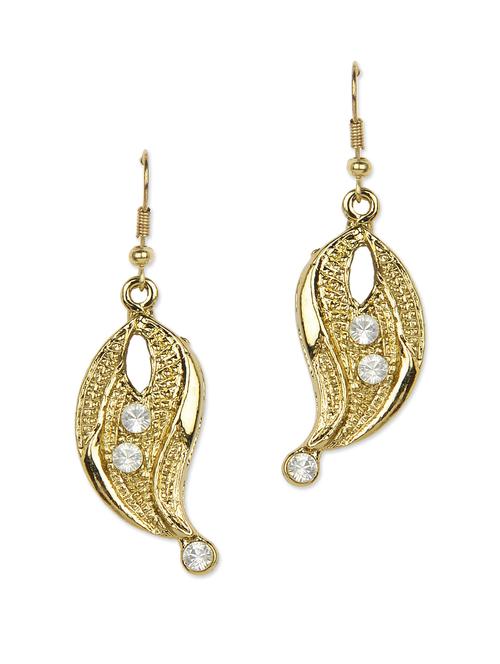 crystal encrusted gold abstract leaf earrings - 851119 - Very Small Image - 1