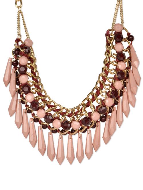 dangling peach beads chunky neckpiece - 851124 - Very Small Image - 1