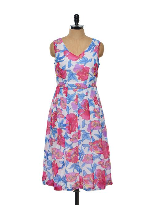 elaborate floral georgette spring dress - 851540 - Very Small Image - 1