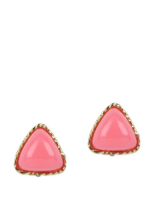 pink stone triangular stud earrings - 852696 - Very Small Image - 1