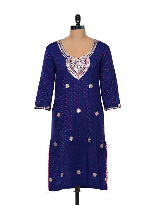 blue gotta patti work kurta - 85351 - Very Small Image - 1