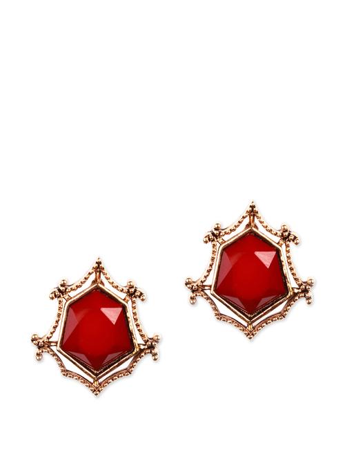 stylish red studs surrounded by gold acrylic beads - 854480 - Very Small Image - 1