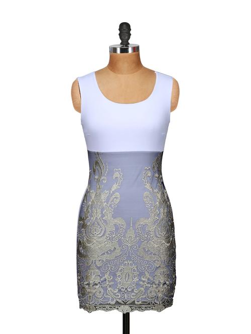 embroidered dual toned bodycon dress - 854716 - Very Small Image - 1